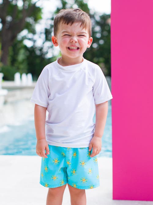 Shop Ruggedbutts Baby Boys Upf50+ Swim Trunks In Blue Sunshiny Day