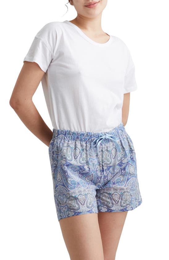 Shop Papinelle Nahla Cotton Boxer Pajama Shorts In Crystal Blue