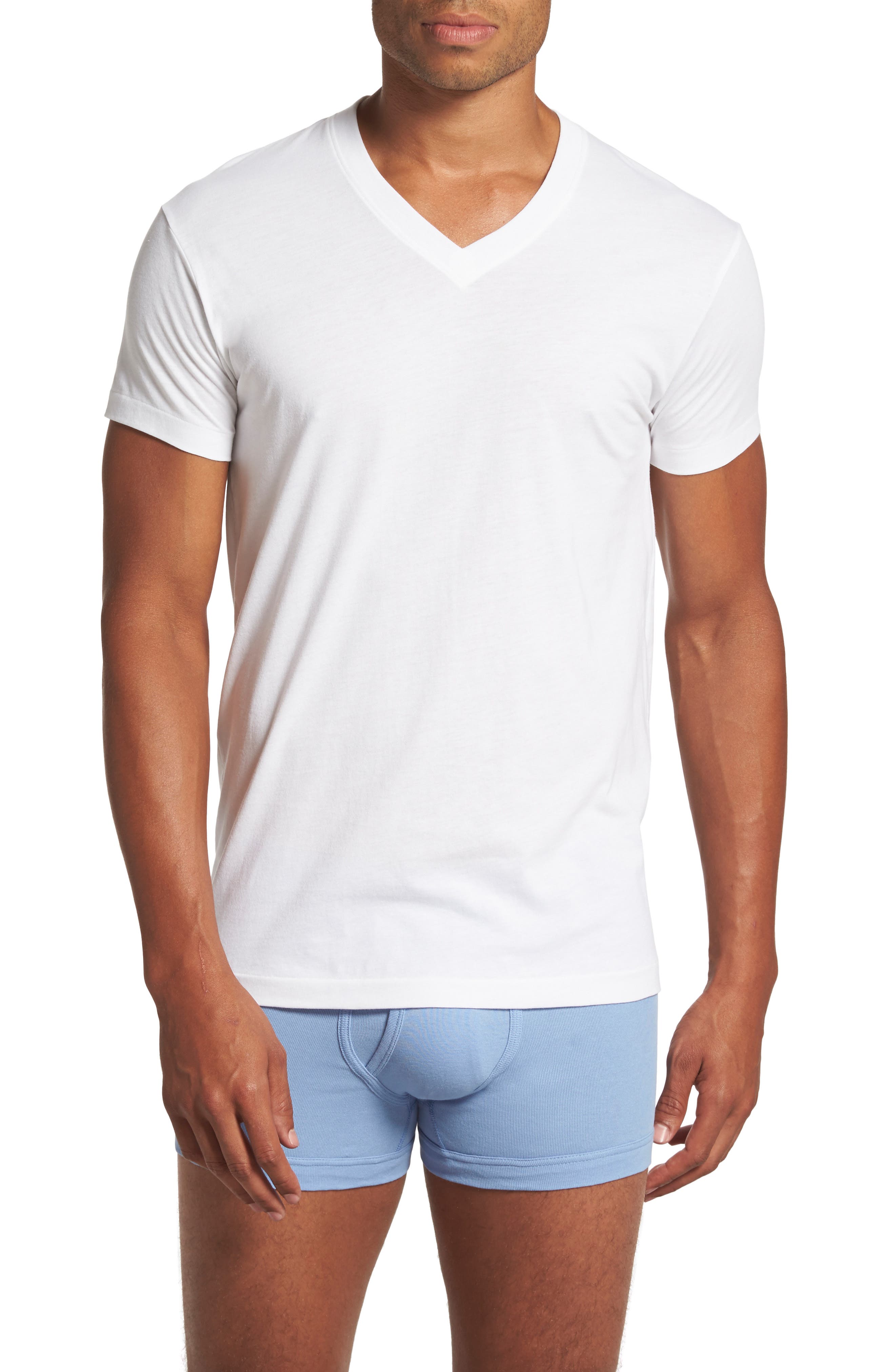 2xist 2(x)ist Pima Cotton Slim Fit V-Neck T-Shirt in White at Nordstrom