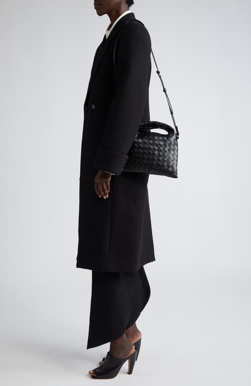 Shop Bottega Veneta Mini Hop Intrecciato Leather Hobo Bag In Black Brass/black