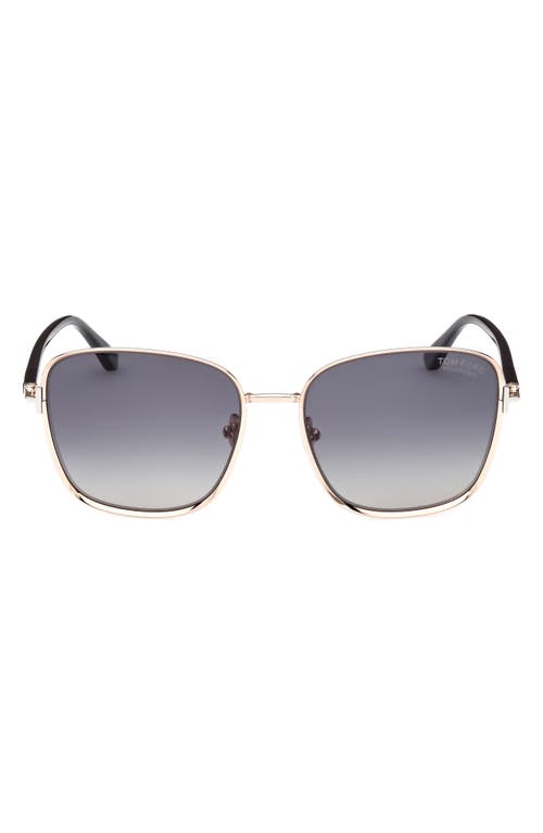 TOM FORD Fern 57mm Polarized Square Sunglasses in Rose Gold/smoke Polarized at Nordstrom