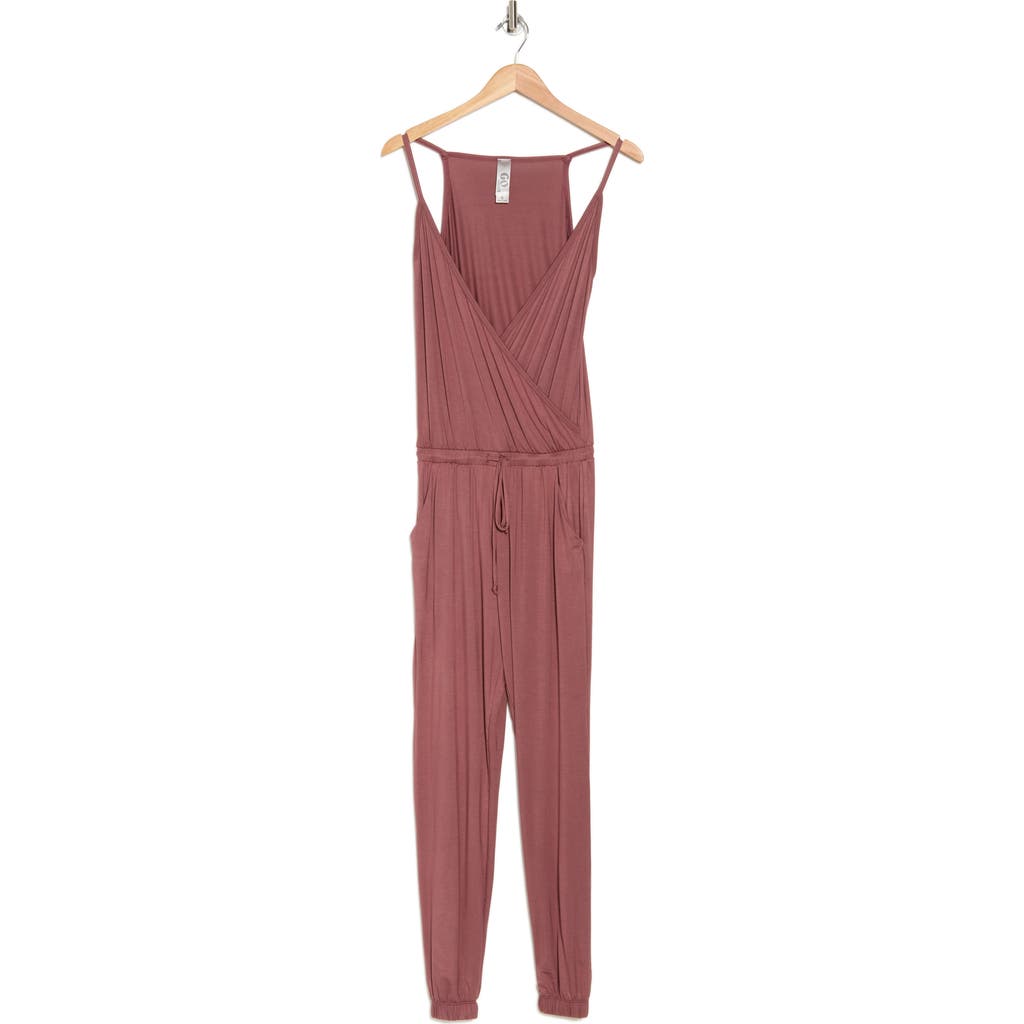 Go Couture Sleeveless Drawstring Jumpsuit In Crushed Berry