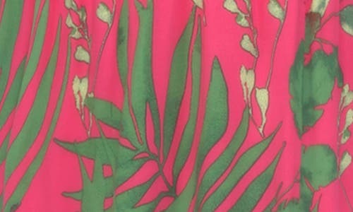 Boho Me Smocked Flutter Sleeve Maxi Dress In Hot Pink/green