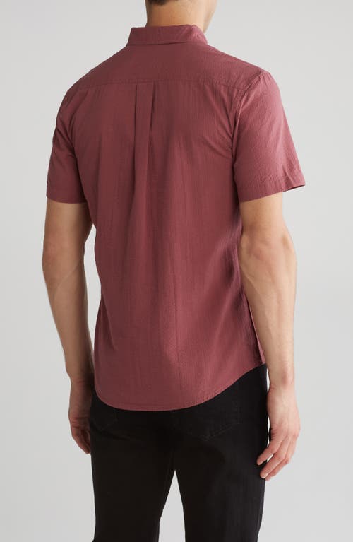 Shop 14th & Union Short Sleeve Seersucker Button-down Shirt In Burgundy Shade