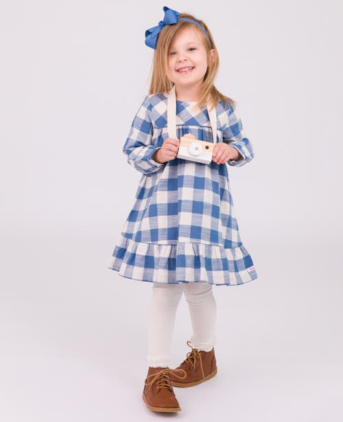 Shop Rufflebutts Baby Girls Long Sleeve Ruffle Hem Dress In Countryside Blue Plaid