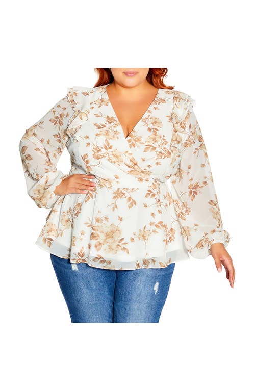 City Chic Ellie Floral Long Sleeve Blouse in Autumn Floral