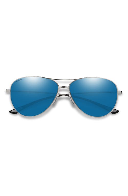 Shop Smith Langley 60mm Chromapop™ Polarized Aviator Sunglasses In Silver/blue Mirror