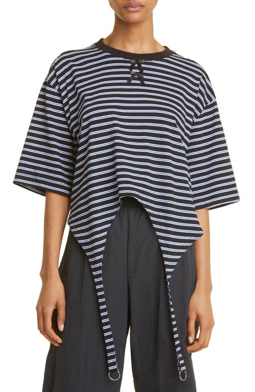 KkCo Annika Garter Cotton T-Shirt in Striped Black