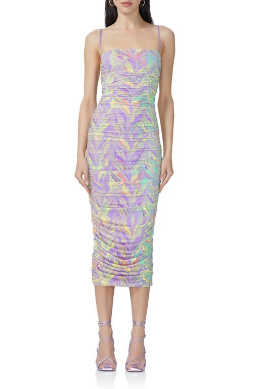 Hazel Print Sleeveless Midi Dress in Neon Citrus Swirl