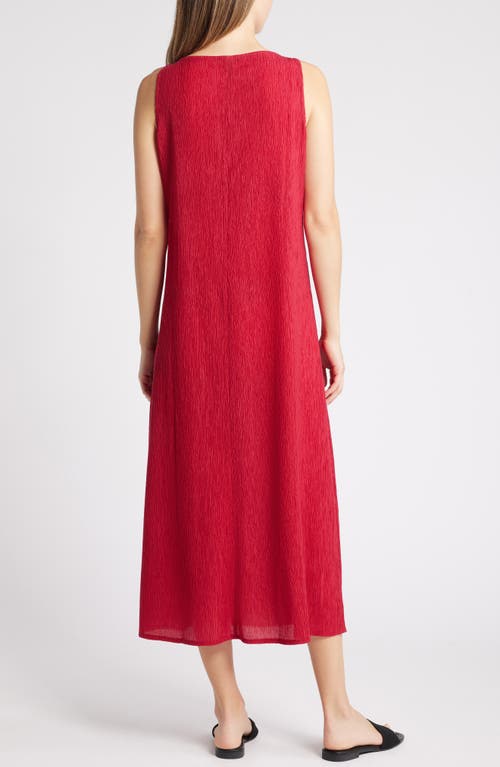 Shop Eileen Fisher Crinkled V-neck Midi Dress In Azalea