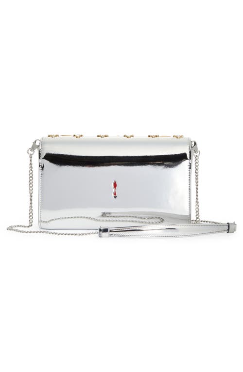 Shop Christian Louboutin Paloma Giddy Loubinthesky Metallic Leather Wallet On A Chain In M944 Silver/multi