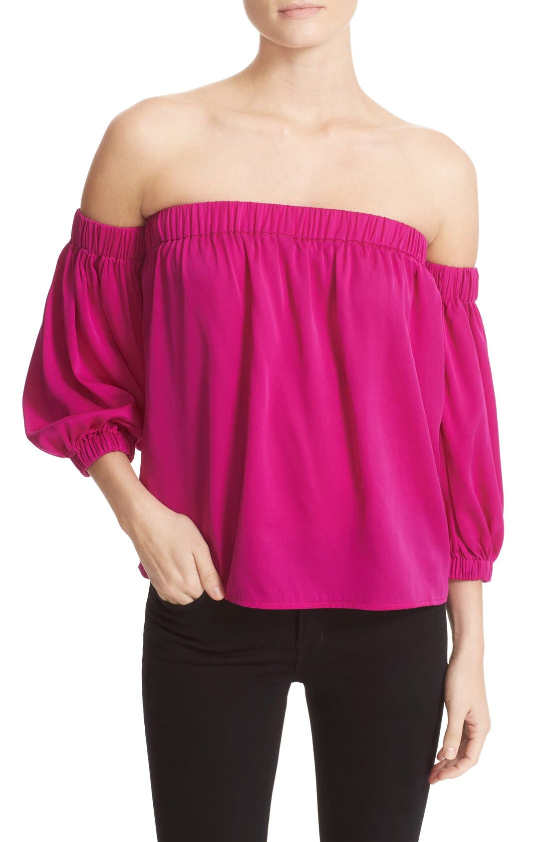 Milly Stretch Silk Off the Shoulder Top Nordstrom