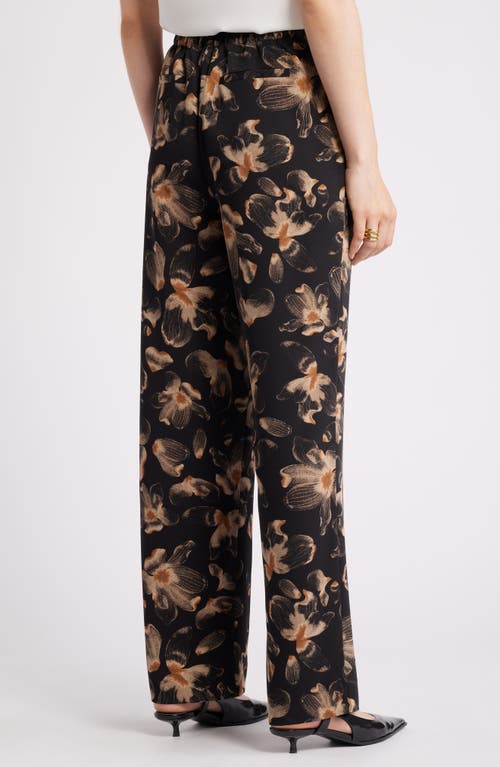 Shop Nordstrom Straight Leg Twill Pants In Black- Tan Carbon Floral