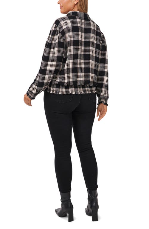 Shop 1.state Plaid Long Sleeve Button-up Shirt In Rich Black