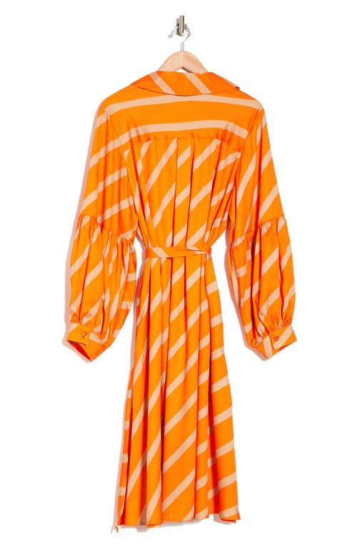 By Design Castaway Stripe Long Sleeve Shirtdress In Exuberance/iced Coffee