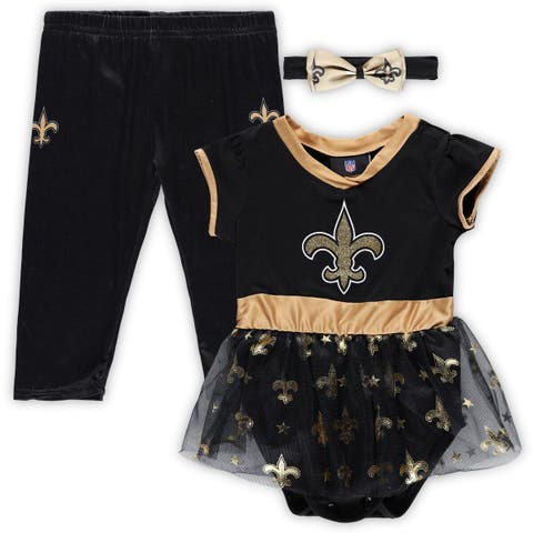 Outerstuff Girls Infant Black/Gold New Orleans Saints Heart to Heart Jersey Tri-Blend Dress