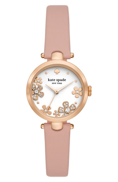 Kate Spade New York holland rose leather strap watch, 28mm in Pink at Nordstrom, Size 28 Mm