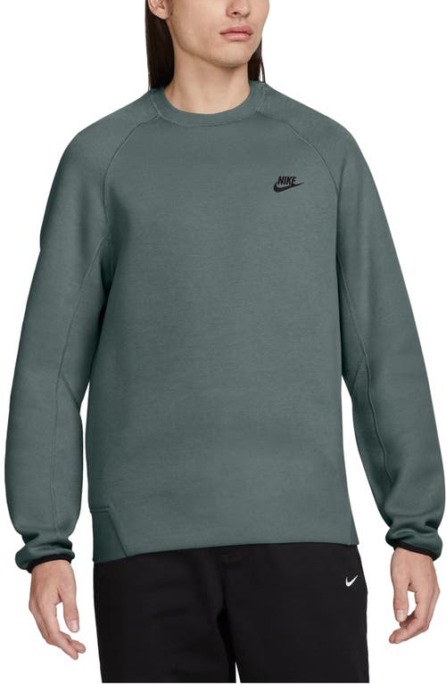 Shop Nike Tech Fleece Crewneck Sweatshirt In Vintage Green/black