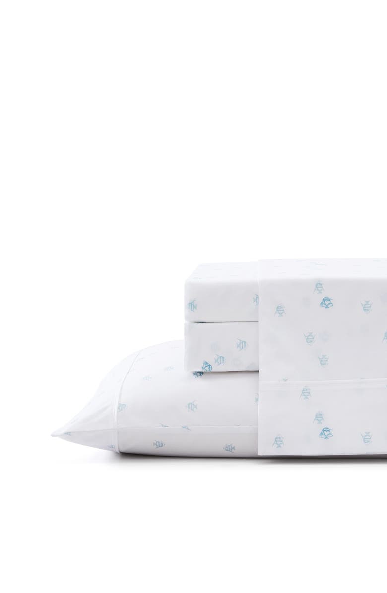 Tommy Bahama Angel Fish Cool Zone Cotton Sheet Set, Main, color, Light Blue