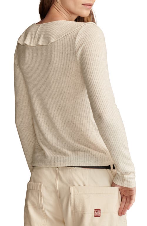 Shop Lucky Brand Ruffle Tie Front Knit Top In Straw Heather