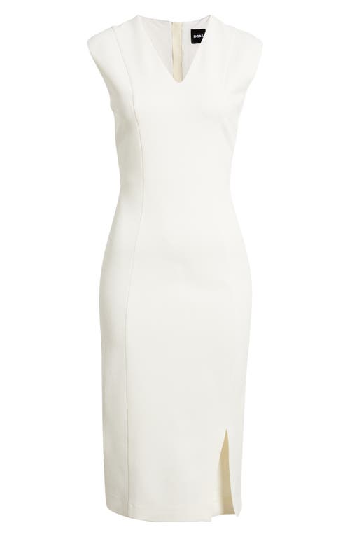 Shop Hugo Boss Boss Dukeva Midi Sheath Dress In Soft Cream