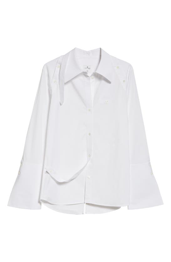 Shop Courrèges Modular Stretch Cotton Poplin Button-up Shirt In Heritage White