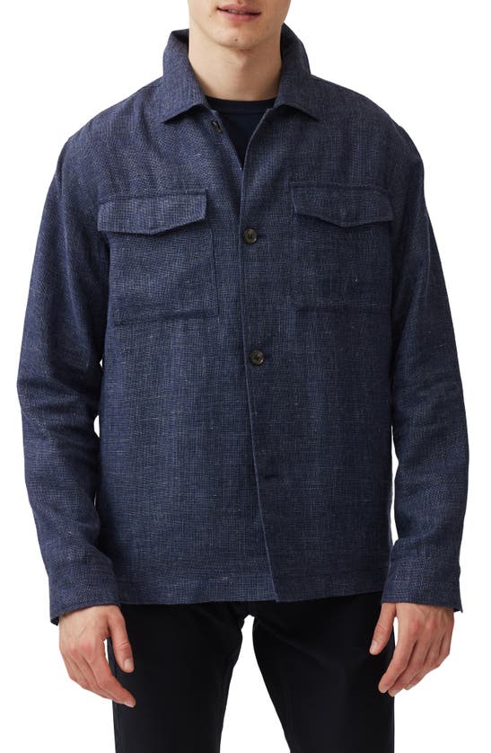 Shop Rodd & Gunn Cascades Linen & Wool Overshirt In Bluestone