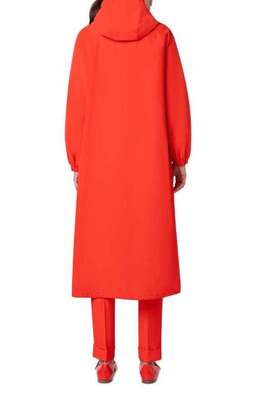 Shop Akris Zachary Water Repellent Taffeta Hooded Long Parka In Poppy