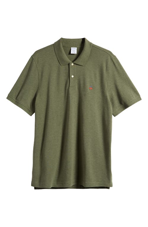 Heathered Piqué Polo in Olive