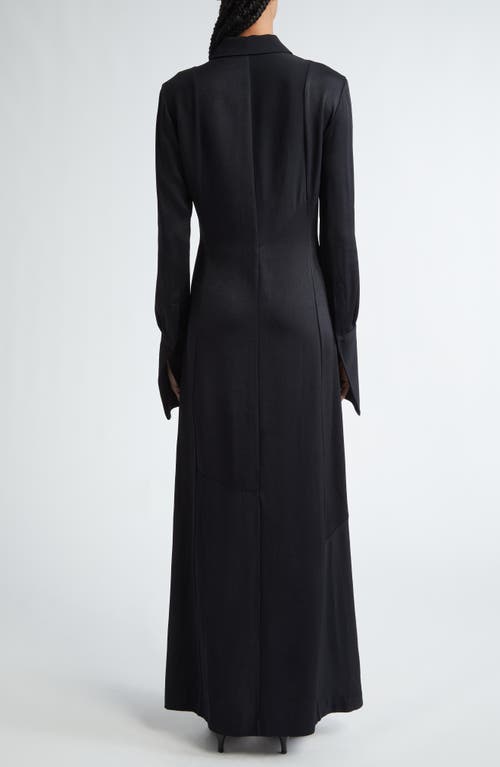 Shop Bite Studios Block Long Sleeve Satin Maxi Dress In Black