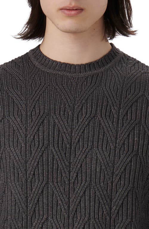 Bugatchi Cable Stitch Merino Wool Sweater In Anthracite