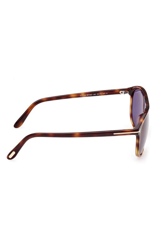 Tom Ford Prescott 60mm Square Sunglasses In Shiny Blonde Havana/blue