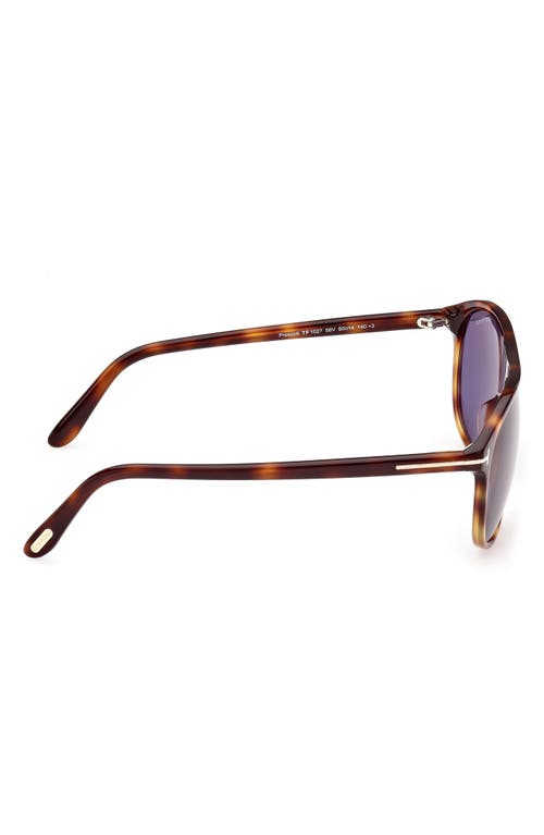 Shop Tom Ford Prescott 60mm Square Sunglasses In Shiny Blonde Havana/blue