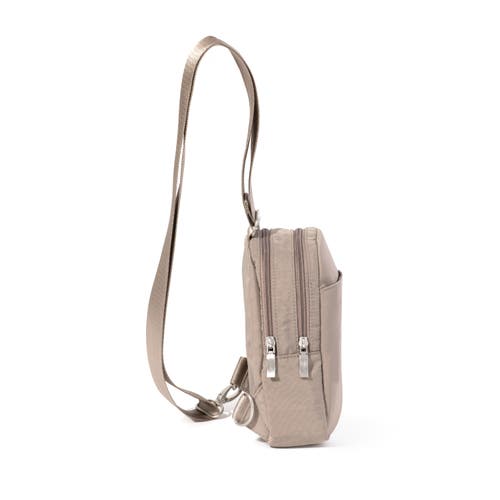 Baggallini Double Zip Mini Sling Bag In Moonrock