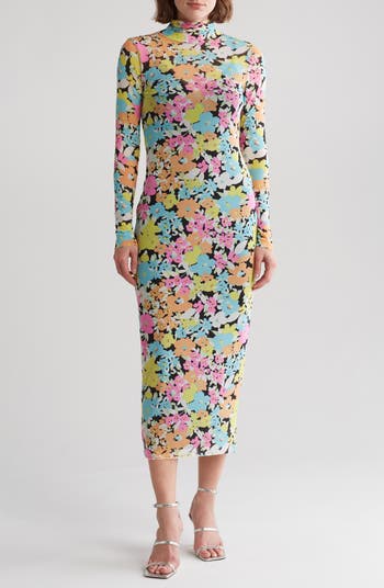 Lucky Brand Medium Floral Contemporary Cold Shoulder High Neck Tie MIDI  Dress - $45 - From Jenns