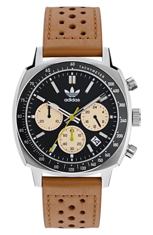 adidas Chronograph Leather Strap Watch in Tan at Nordstrom