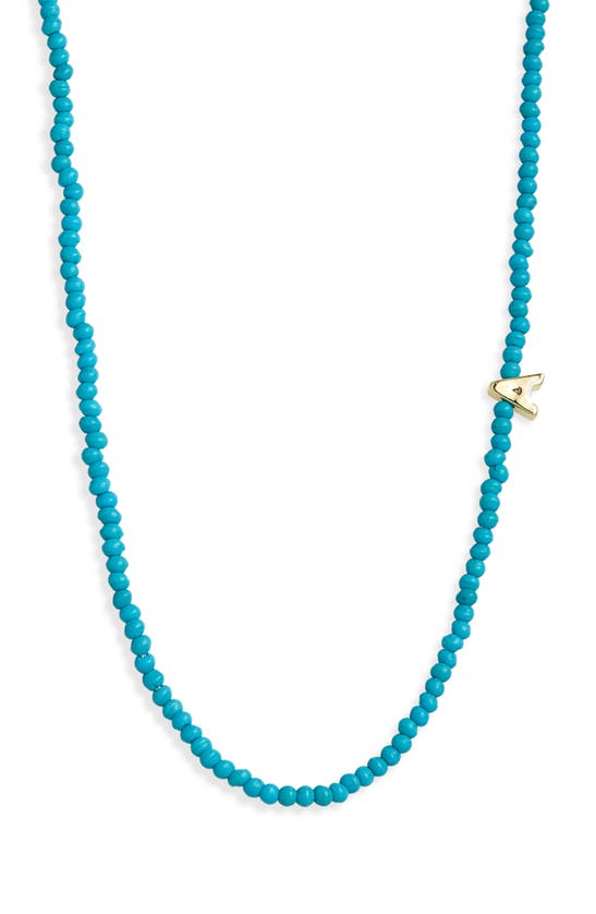 Shop Baublebar Turquoise Bead Initial Charm Necklace In Gold A