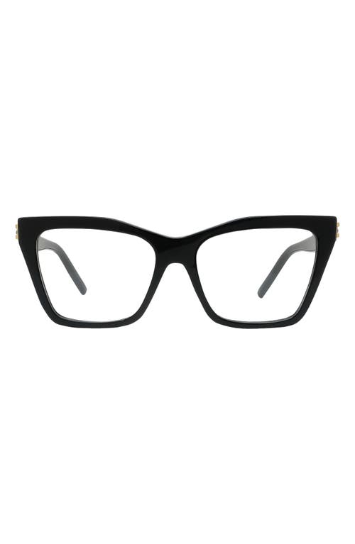 Givenchy Plumeties 55mm Rectangular Optical Glasses in Shiny Black at Nordstrom