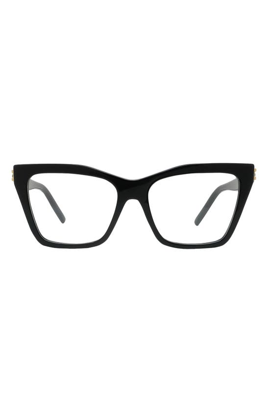 Givenchy Plumeties 55mm Rectangular Optical Glasses In Shiny Black