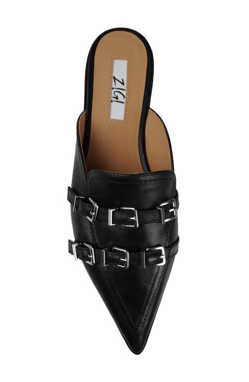 Zigi Roussih Pointed Toe Mule In Black Leather