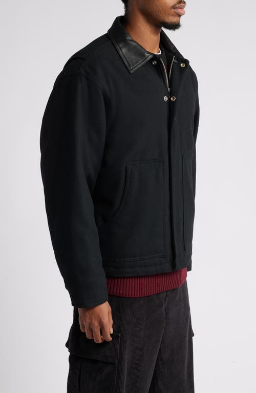 Shop Obey Chisel Quilted Lining Melton Wool Blend Jacket In Black