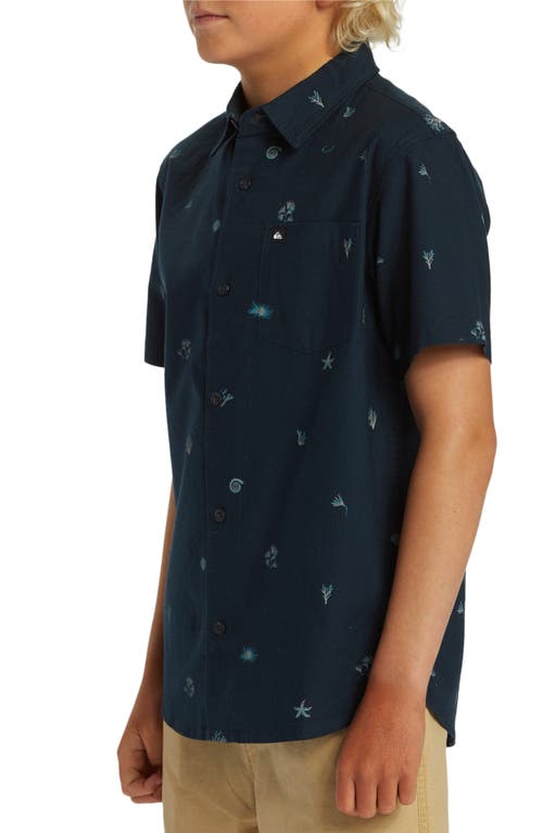 Shop Quiksilver Kids' Apero Classic Short Sleeve Woven Shirt In Dark Navy