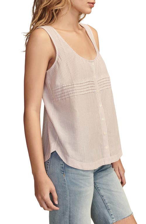 Shop Lucky Brand Stripe Pintuck Pleat Sleeveless Top In Dusty Orchid Stripe