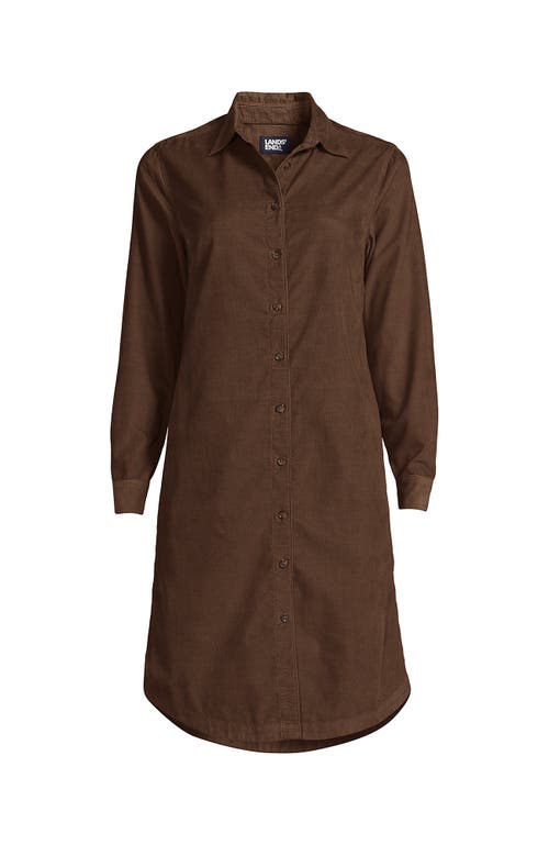 Shop Lands' End Plus Size Pinwale Cord Button Front Dress In Allspice