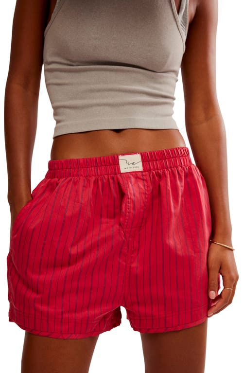 Shop Free People Day To Day Cotton Blend Shorts In Red Combo