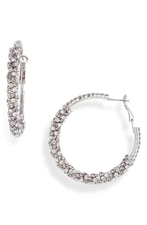 Sparkle Chain Wrapped Hoop Earrings