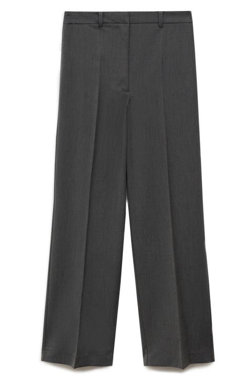 Shop Mango Pleat Front Straight Leg Pants In Dark Heather Grey