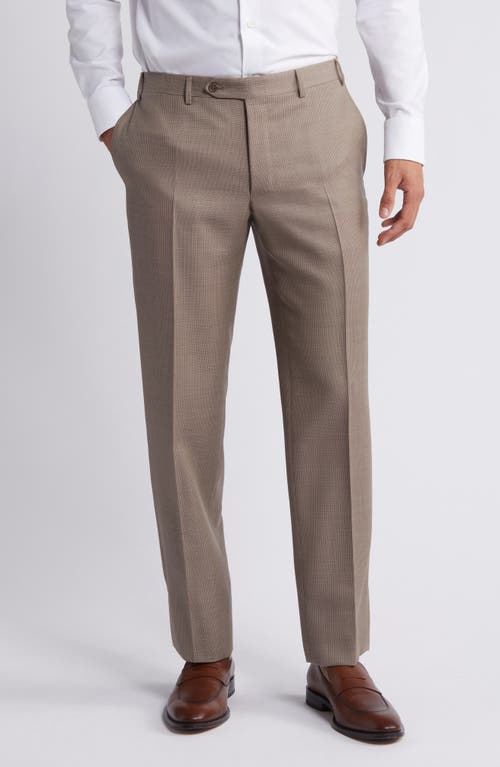 Shop Canali Siena Regular Fit Solid Wool Dress Pants In Beige