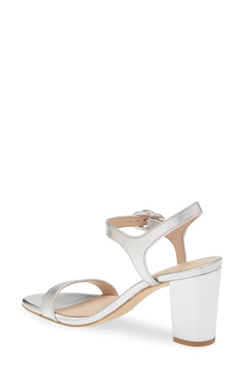 Stuart Weitzman Crystal 75 Leather Block Sandal In Museline