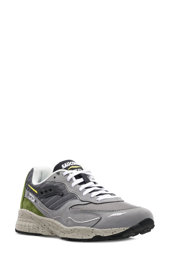 Saucony 3d Grid Hurricane Sneaker In Dark Grey/ Light Grey